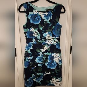 Navy blue sleeveless floral dress